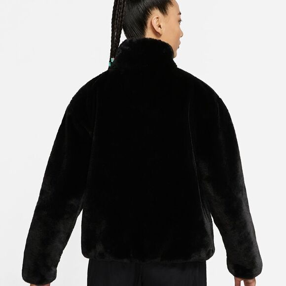 Nike Sportswear Plush Faux Fur Teddy Sherpa Jacket Black/White Small - Picture 4 of 7